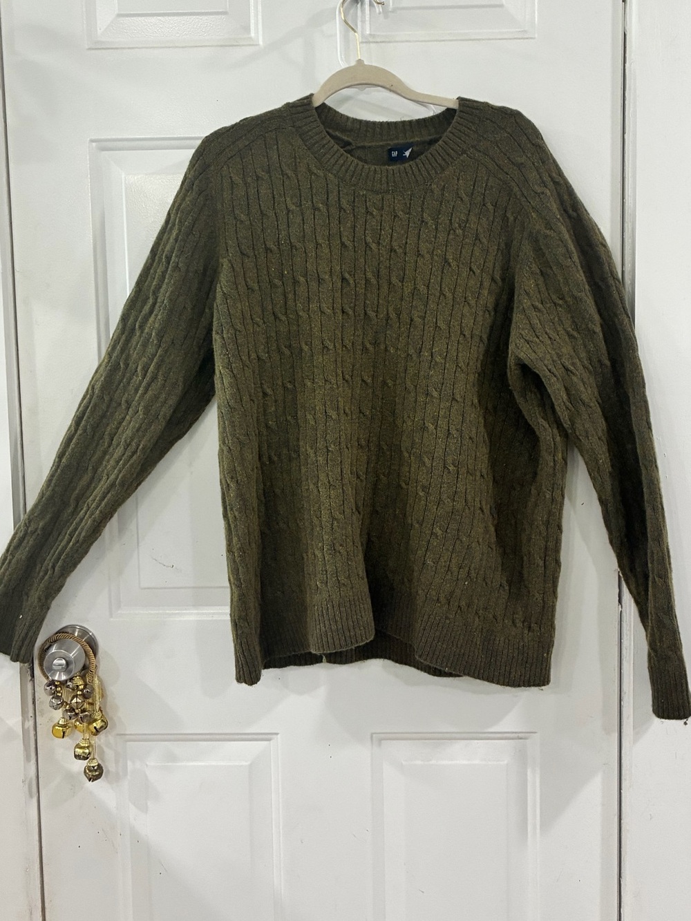 GAP Olive Green Cable-Knit Crewneck Sweater